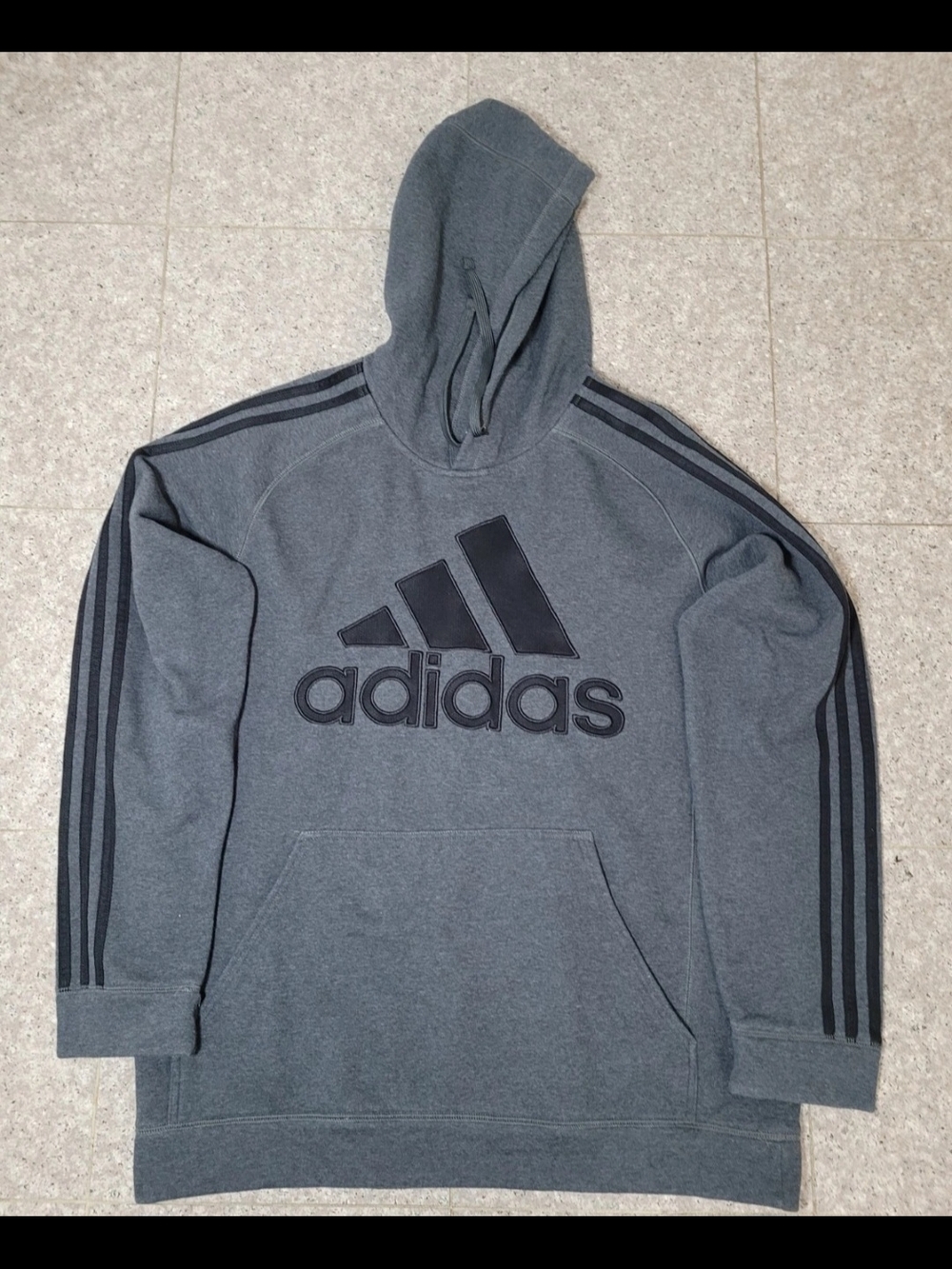 adidas Gray Pullover Hoodie with Black Logo Size Large